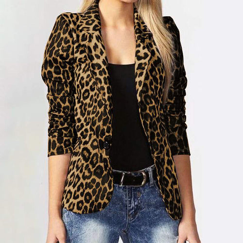 Women Elegant Blazer with Trendy Leopard Print Amarae