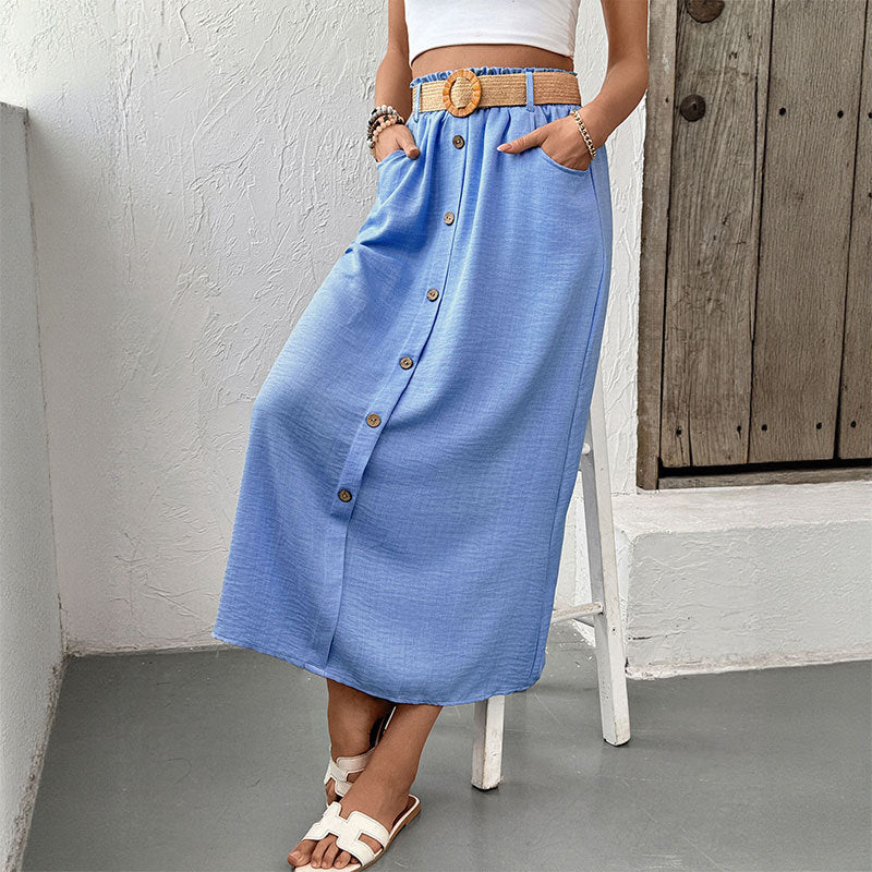 Maxi button-up skirt for women with functional pockets Lune London