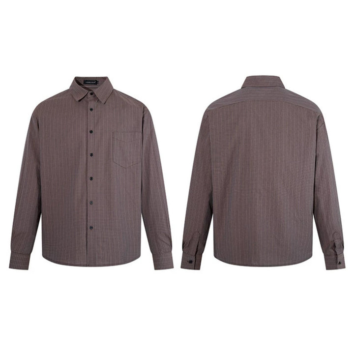 Men's long sleeve shirt in fine Glencheck with chest pocket and straight cut Amarae
