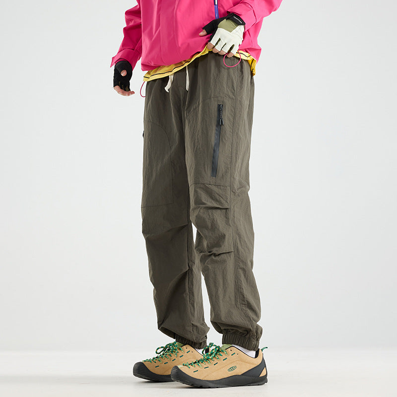 Men's Lightweight Tech Cargo Jog Pants made of Ripstop with Thigh Zipper and Elastic Hem Amarae