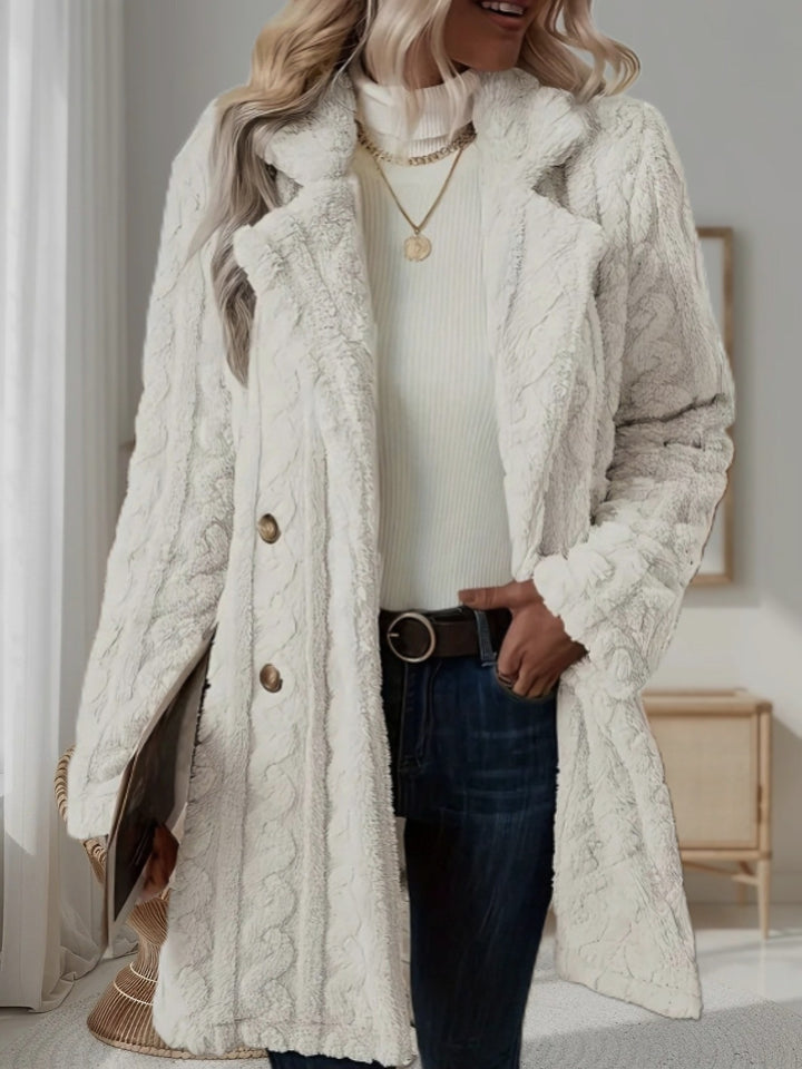 Ladies Elegant Knit Coat with Double Sewn Buttons Lune London