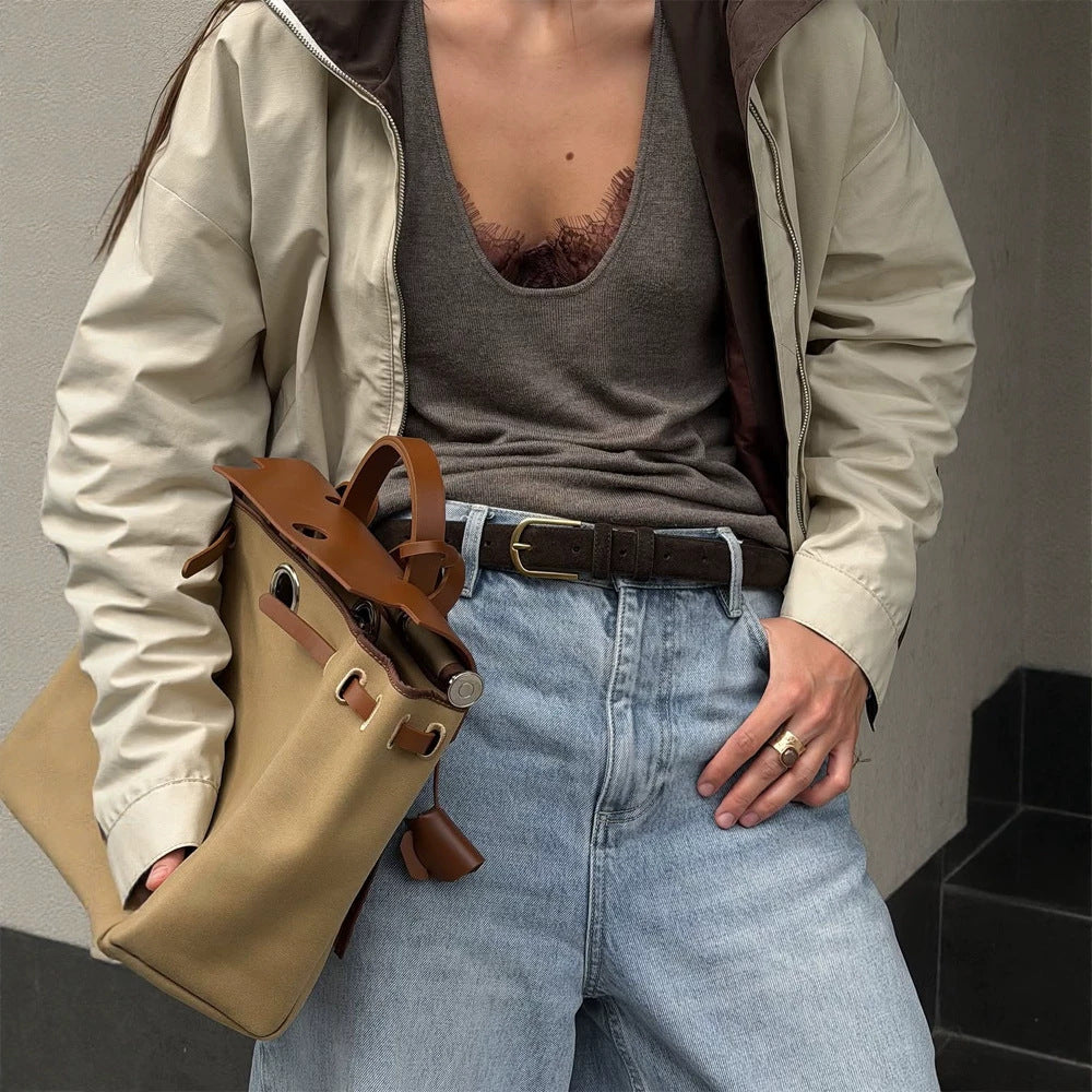 Women's Lightweight Bomber Jacket in Colorblock Style with High Stand-Up Collar Amarae
