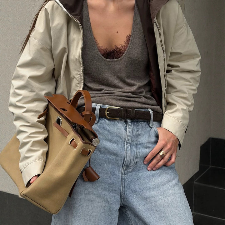 Women's Lightweight Bomber Jacket in Colorblock Style with High Stand-Up Collar Amarae
