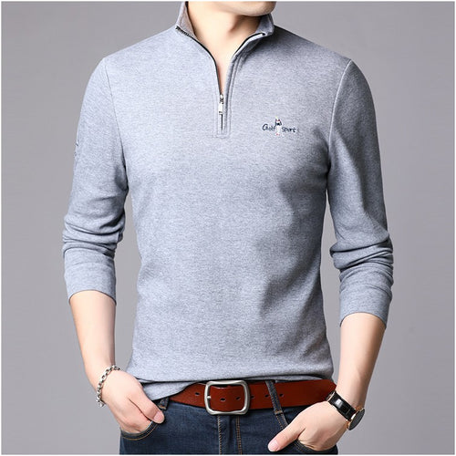 Men's high collar pullover with modern zipper and fine texture Amarae