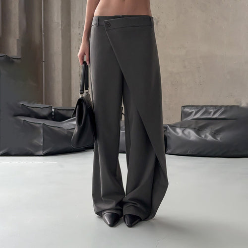 Elegant high-regular trousers for women with asymmetric cut Amarae