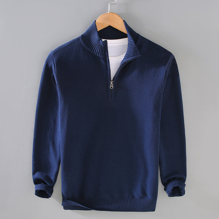 Men's sweater with modern high collar and zipper Lune London