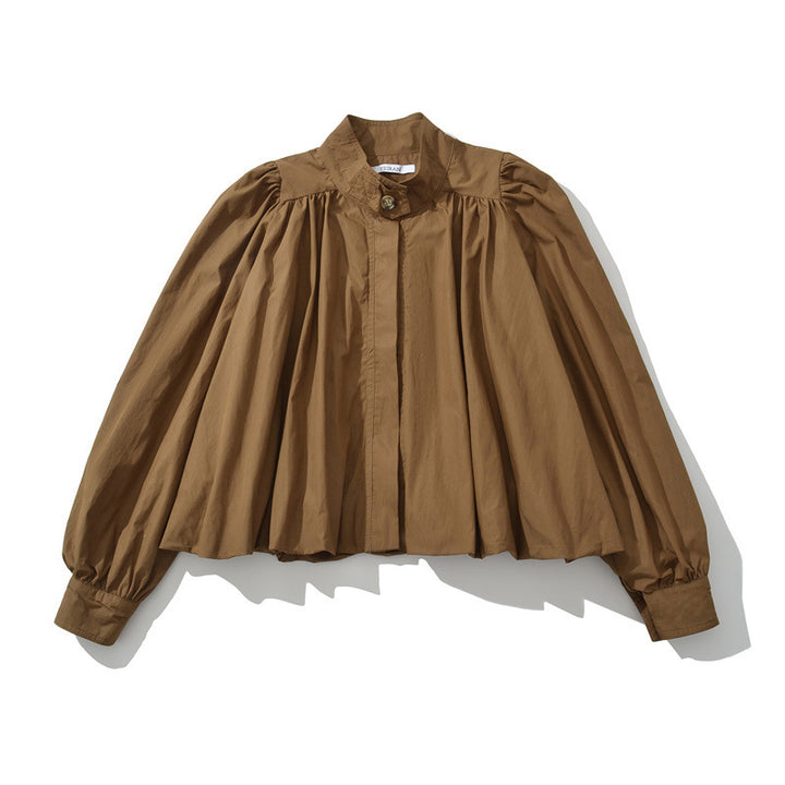 Stylish women's bomber jacket with unique draping and chic button details