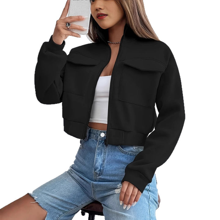 Fashion short jacket for women with practical applied pockets and sporty cut Lune London