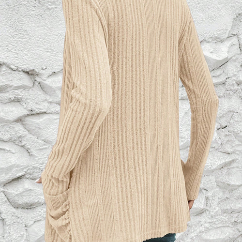 Long women's cardigan with a fine rib structure and practical pockets Amarae