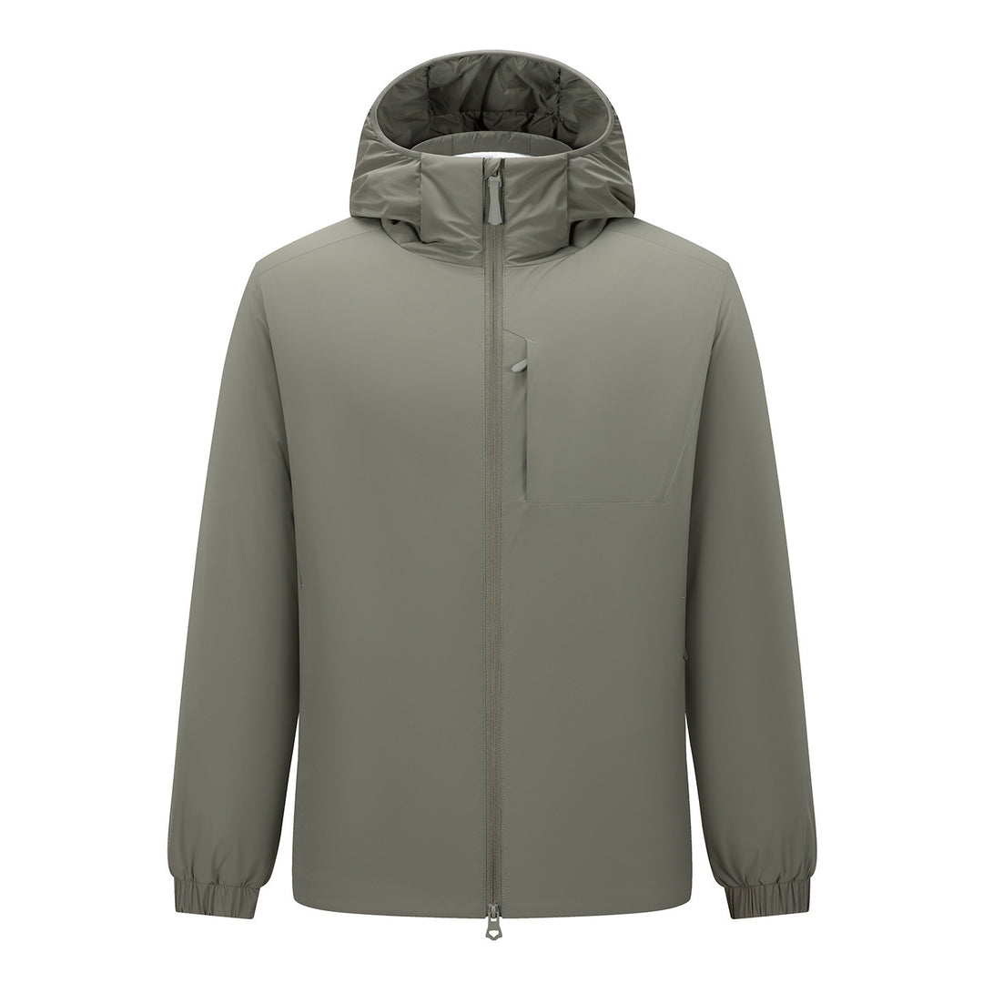 Men's Lightweight Waterproof Softshell Rain Jacket with Hood and Hidden Chest Pocket Amarae