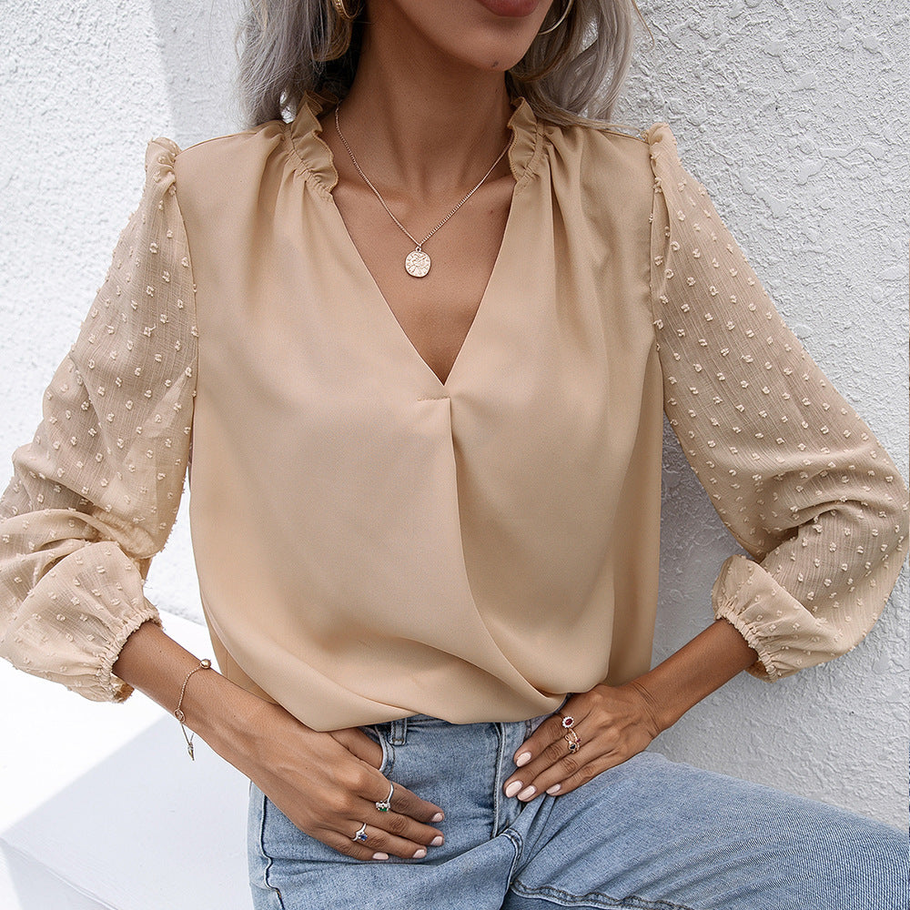 Elegant women's blouse with structured sleeve detail Lune London