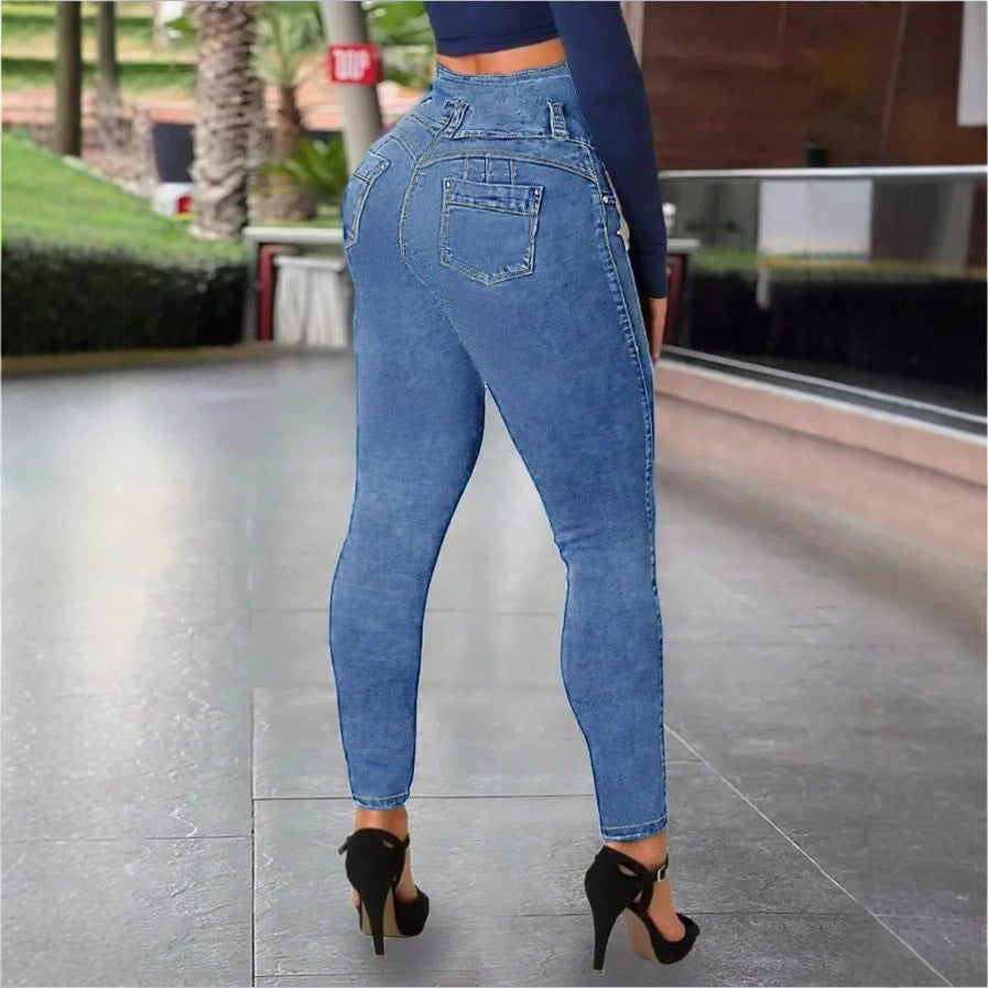 Women High-Waisted Sculpting Skinny Jeans with Reinforced V-Waist and Push-Up Effect Amarae