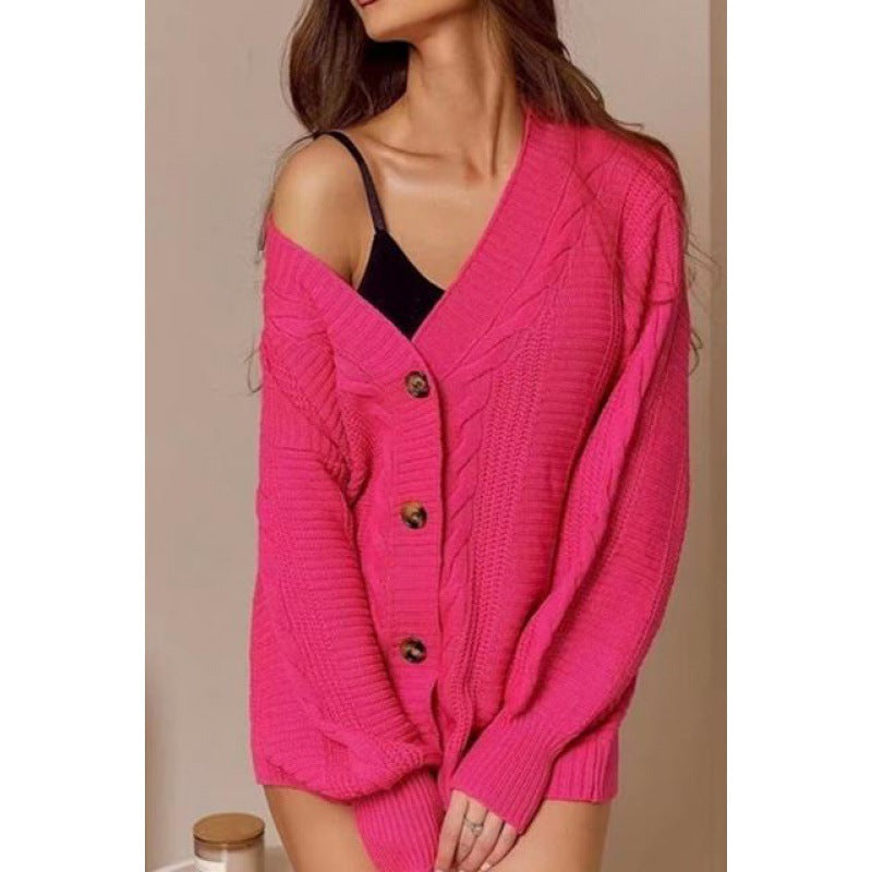 Knit jacket for women with voluminous sleeves and button details Lune London