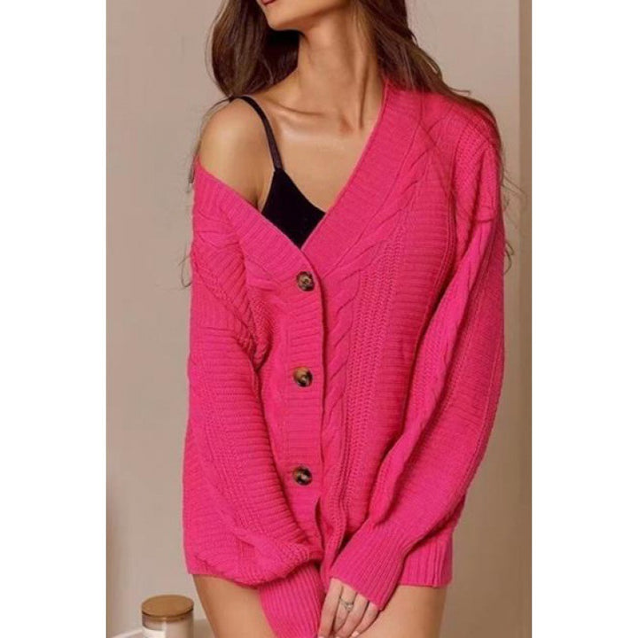 Cardigan chunky en tricot pour femmes avec grands boutons et manches volumineuses Chic & Stil
