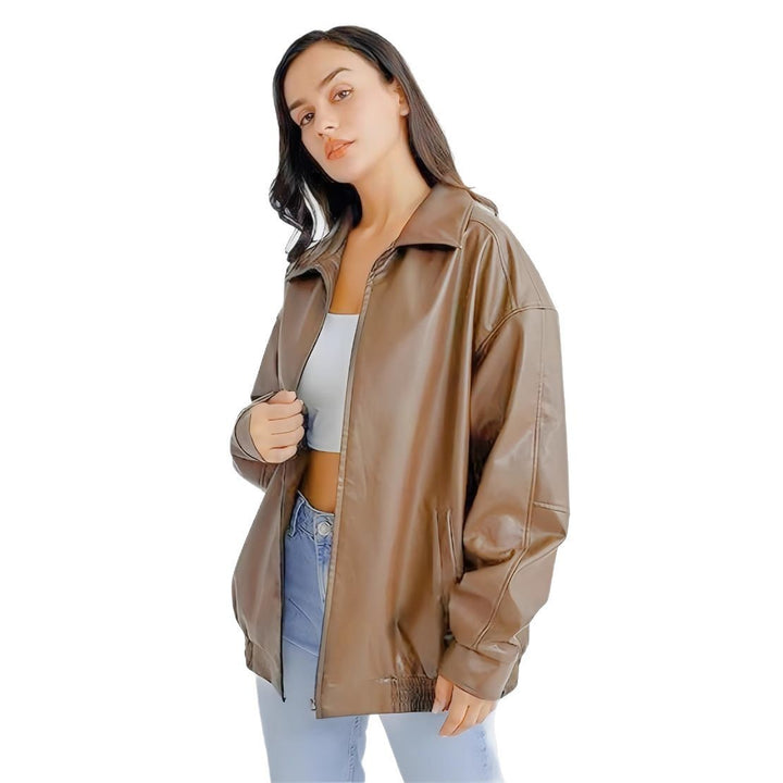Women oversized transitional jacket with modern chic cut and style