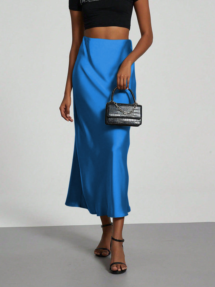 Women Elegant and flowing Satin Maxi Skirts Lune London