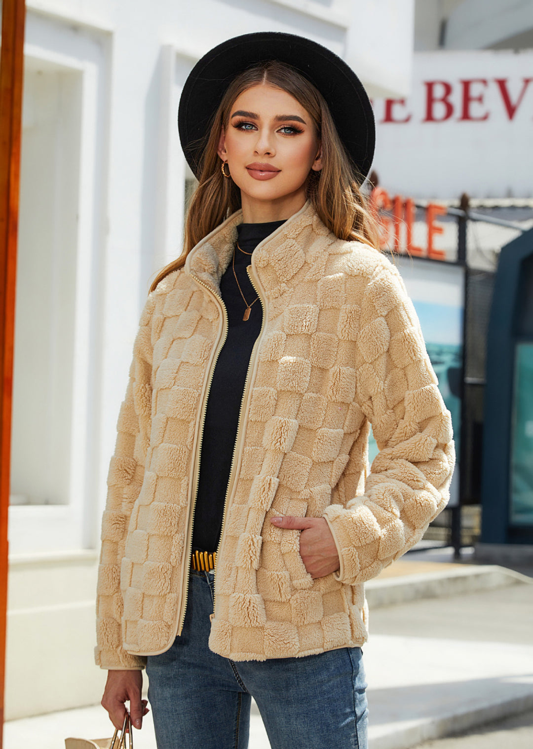 Ladies Cozy Transition Jacket with Textured Surface Lune London