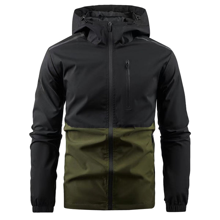 Functional waterproof jacket for men with adjustable hood Lune London