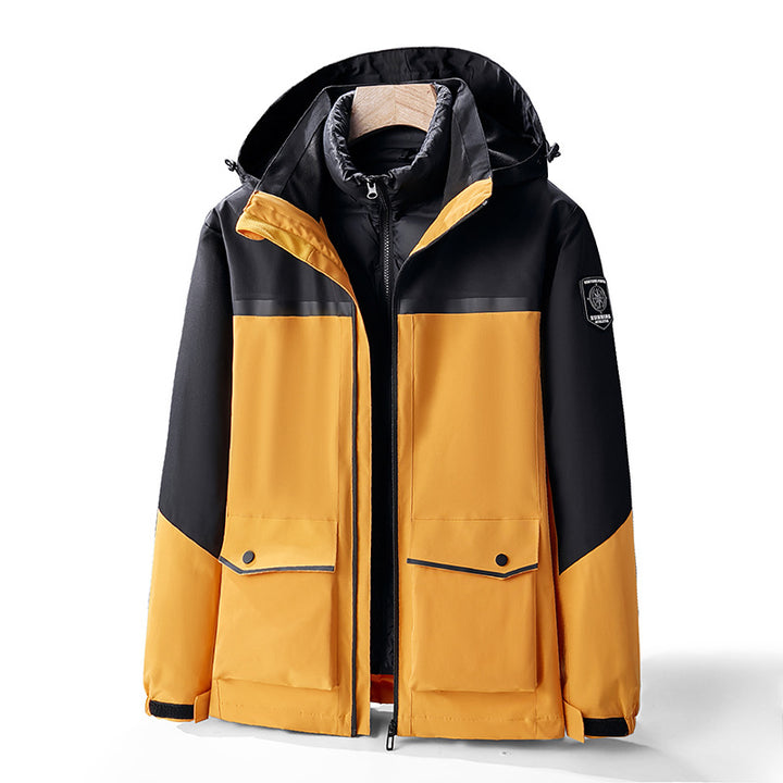 Men's two-layer weather parka with removable insulation inner jacket and utility pockets Amarae
