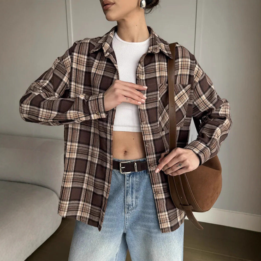 Flannel shirt for women with a check pattern Amarae