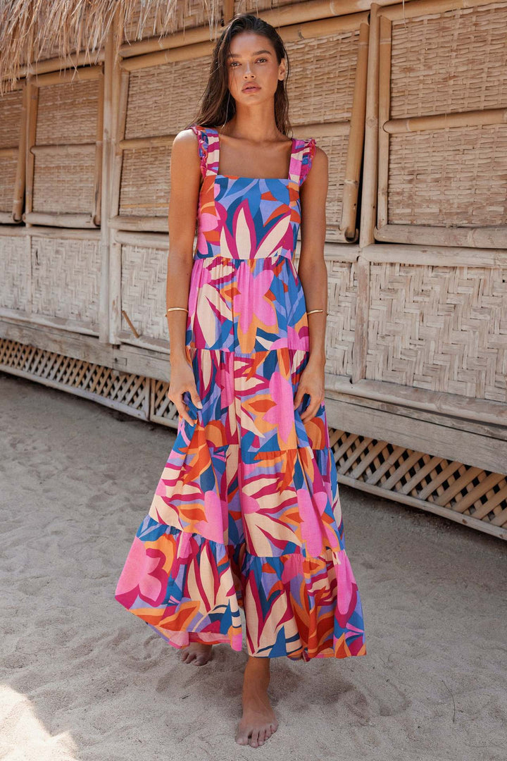 Women's maxi dress with voluminous skirt and delicate ruffle details Lune London
