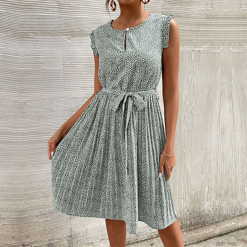 Pleated dress for ladies with waist belt Lune London