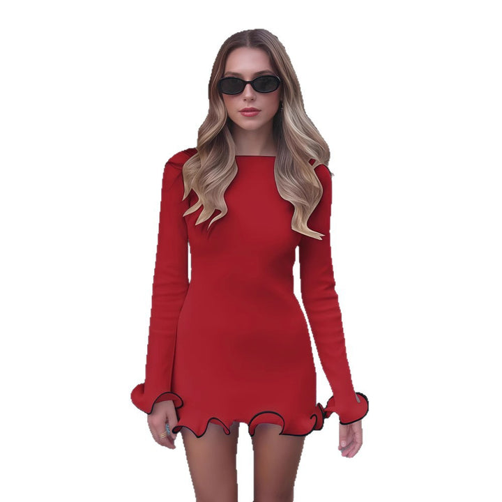 Ladies Elegant mini dress with sculptural flared sleeves and a fitted cut Lune London