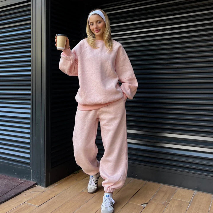 Ladies Relaxed-Fit Sweatshirt and Chic Jogging Pants Set