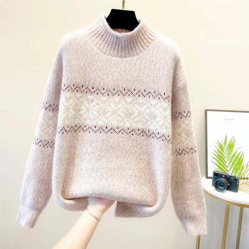 Pull à col montant confortable pour femmes avec motif nordique Chic & Stil