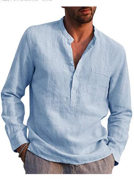 Classic Henley collar shirt for men with chest pocket Lune London