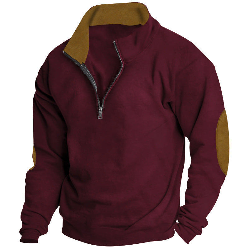 Modern men's sweatshirt with half-zip and textured design Amarae