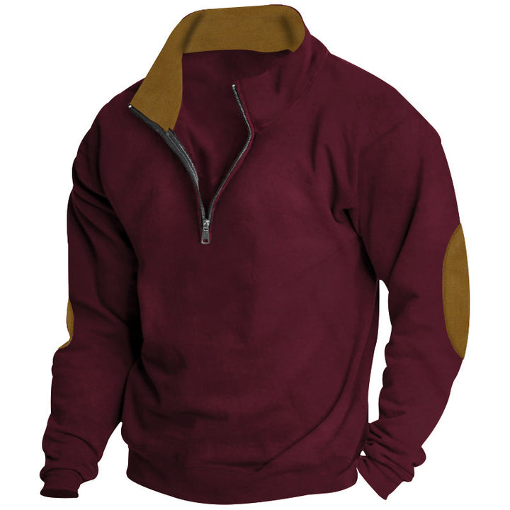 Modern men's sweatshirt with half-zip and textured design Amarae