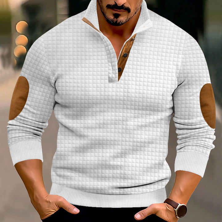 Men Structured Sweater with Leather Accents Lune London