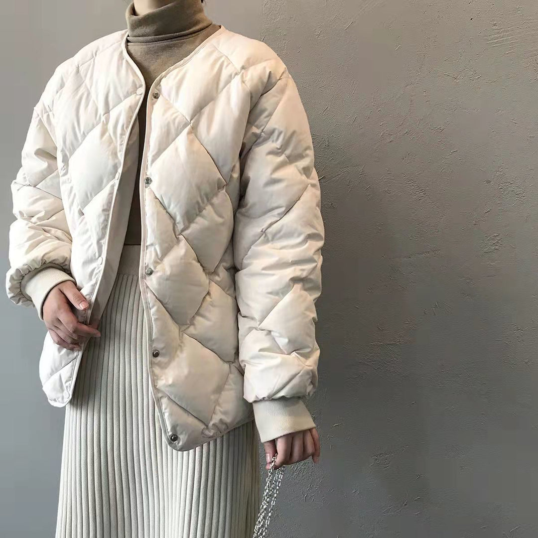 Ladies Lightweight Quilted Down Jacket with Fashionable Cut and Practical Snap Buttons Amarae