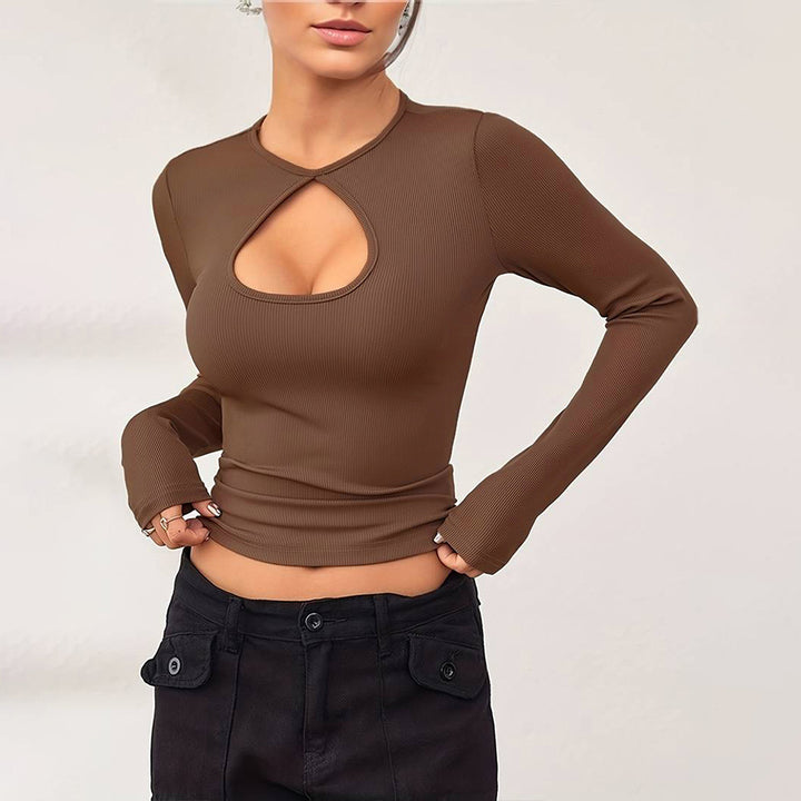 Chemise à manches longues pour femmes avec décolleté en cœur à la mode et coupe ajustée Chic & Stil