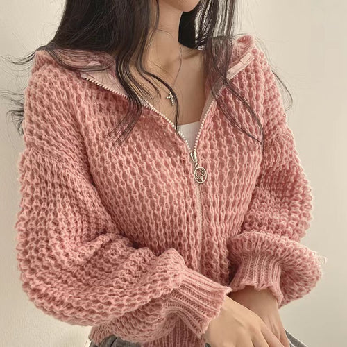 Cardigan femme avec fermeture éclair décontractée et manches volumineuses Chic & Stil