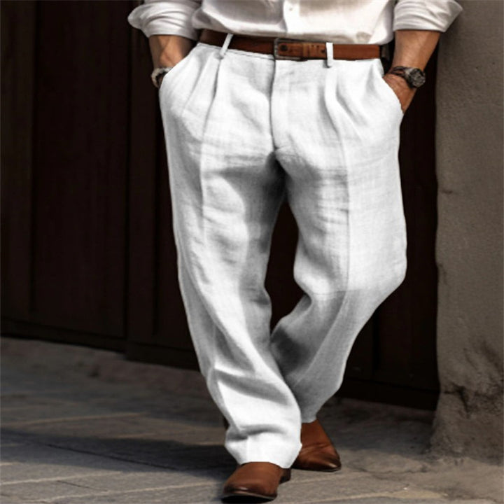 Men's Elegant Linen Trousers with Straight Leg Lune London