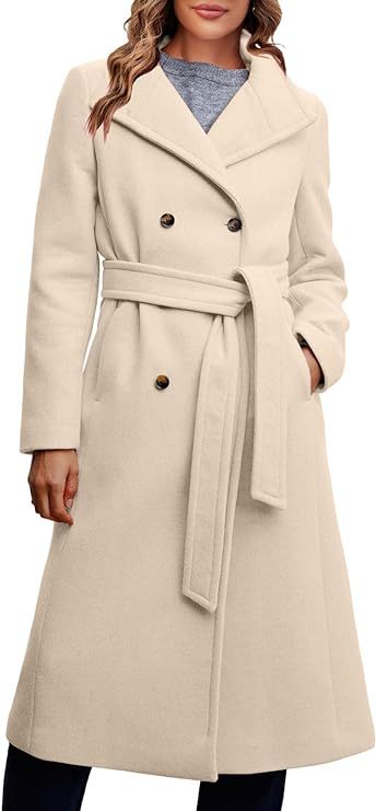 Ladies Elegant Double-Breasted Coat with Belt Detail Lune London