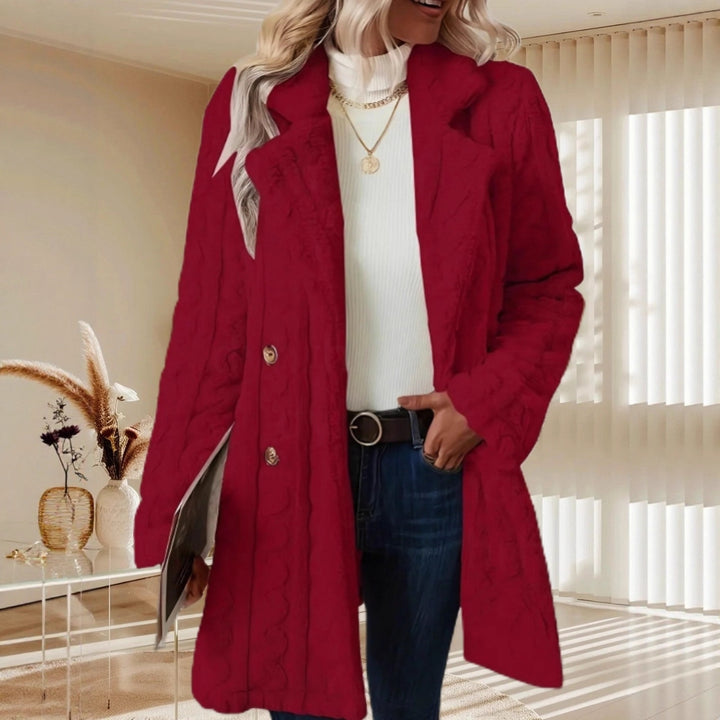 Ladies Elegant Knit Coat with Double Sewn Buttons Lune London