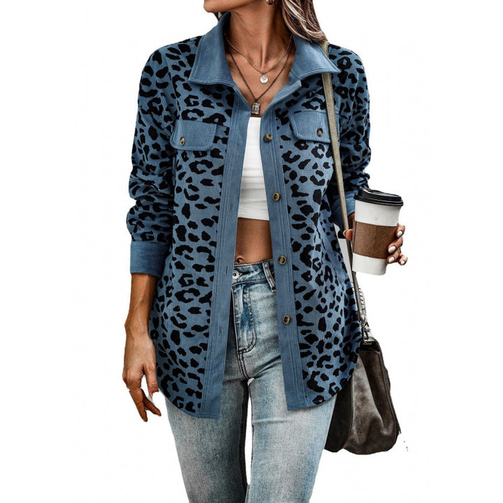 Long sleeve shirt for women with animal print and patch pockets Lune London