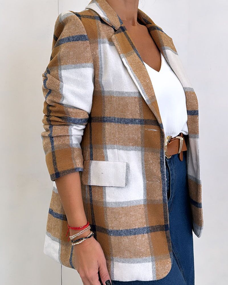 Ladies Elegant Checked Wool Blazer Lune London