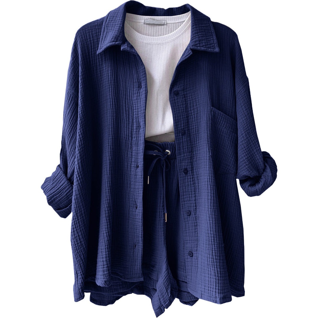 Women Casual Comfort Set Made of Shorts and Oversized Shirt Lune London