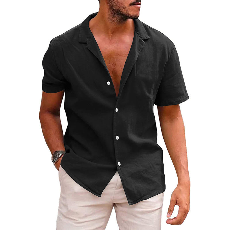 Casual linen shirt for men with stand collar and button placket Lune London