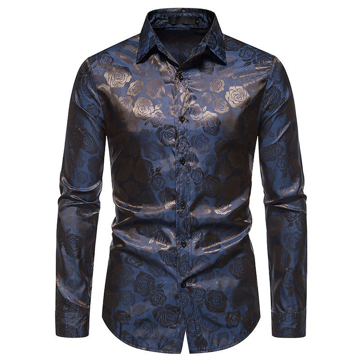 Men's Shirt with Floral Embossing and Elegant Sheen Lune London