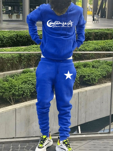 Hoodie and jogging pants set for men with a stylish star pattern Amarae
