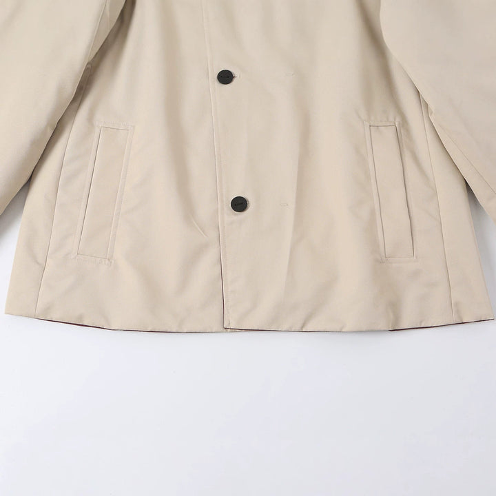 Women's short jacket with high stand-up collar and asymmetrical button placket Amarae