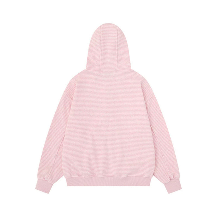 Unisex Striped Hooded Sweat Jacket with Zipper and Kangaroo Pockets Amarae
