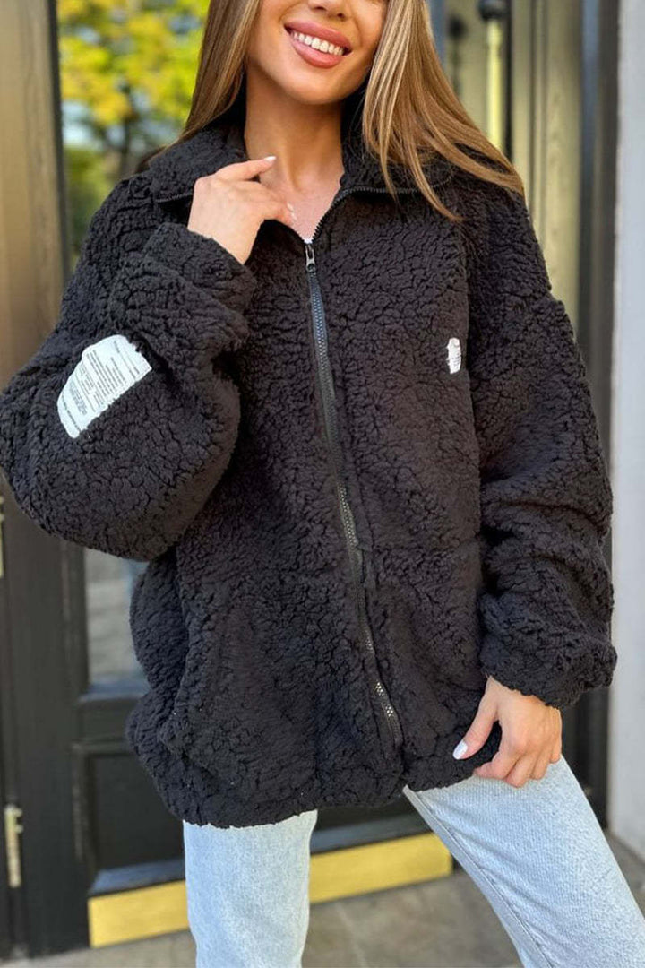 Ladies Cozy Fleece Jacket with High Collar and Practical Pockets Lune London