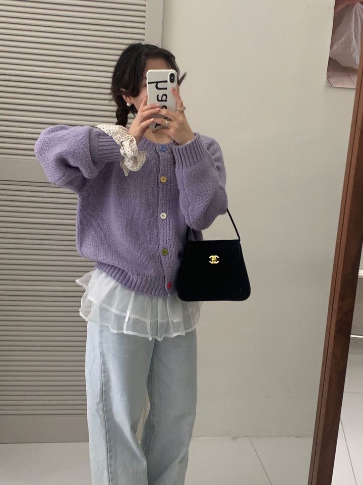 Ladies Comfortable Knit Pullover with Colorful Buttons and a Casual Fit Lune London