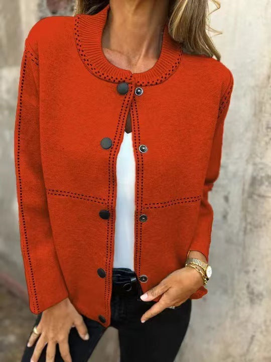 Ladies Loose Knit Vest with Buttons and Decorative Stitching Lune London